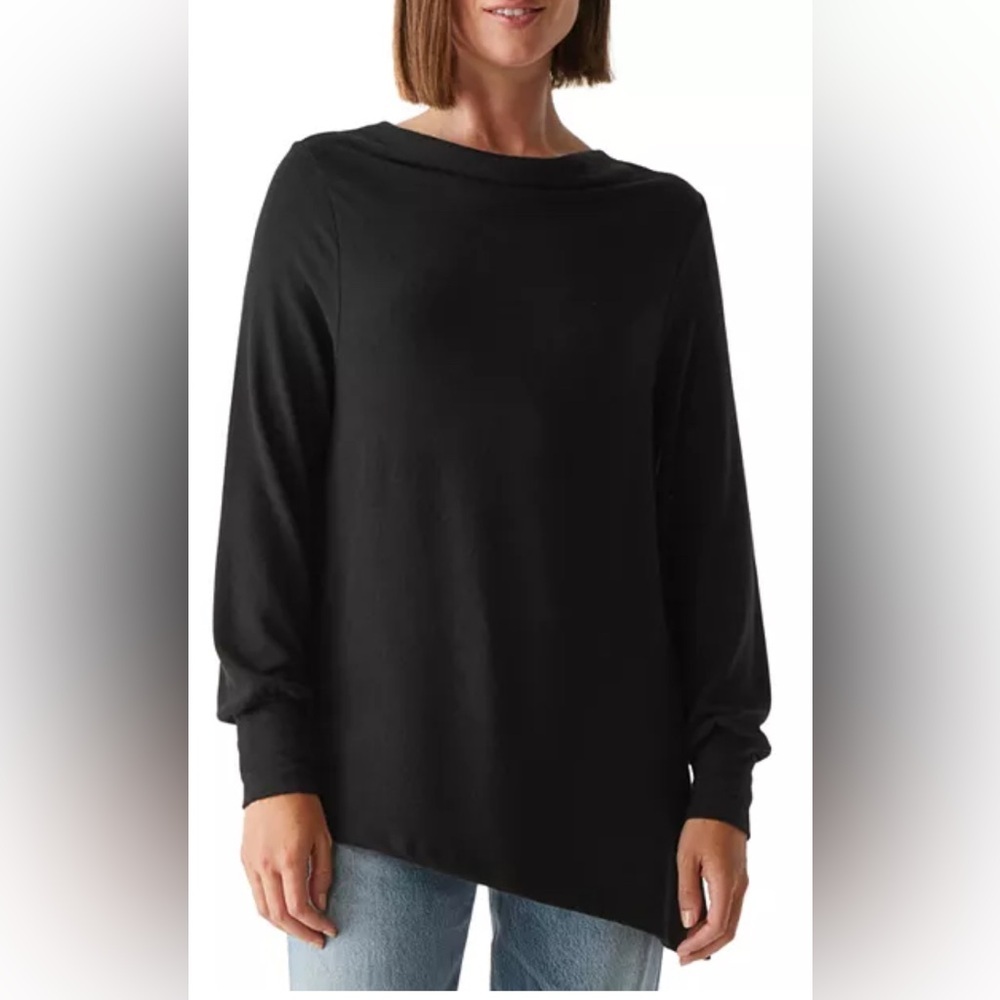Michael Stars Black Asymmetrical Long Sleeve Top